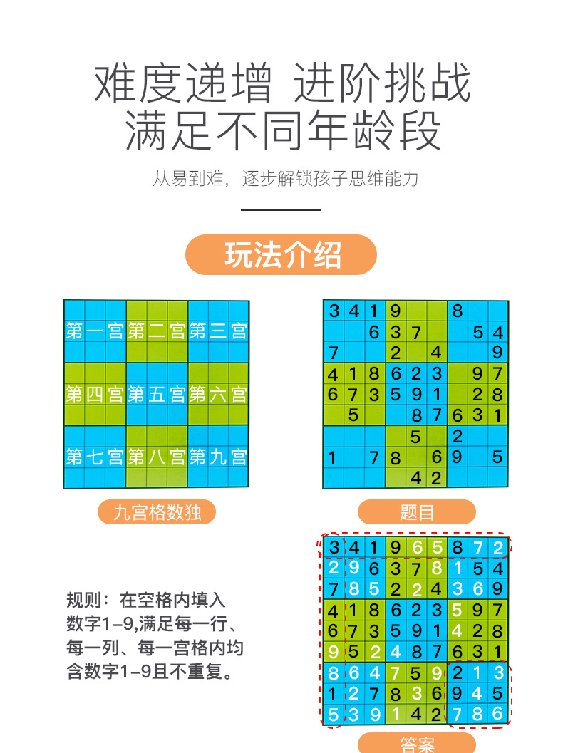 Jiugongge Sudoku Children's Magnetic Sudoku Game Primary School Students' Thinking Training Magnetic Toy