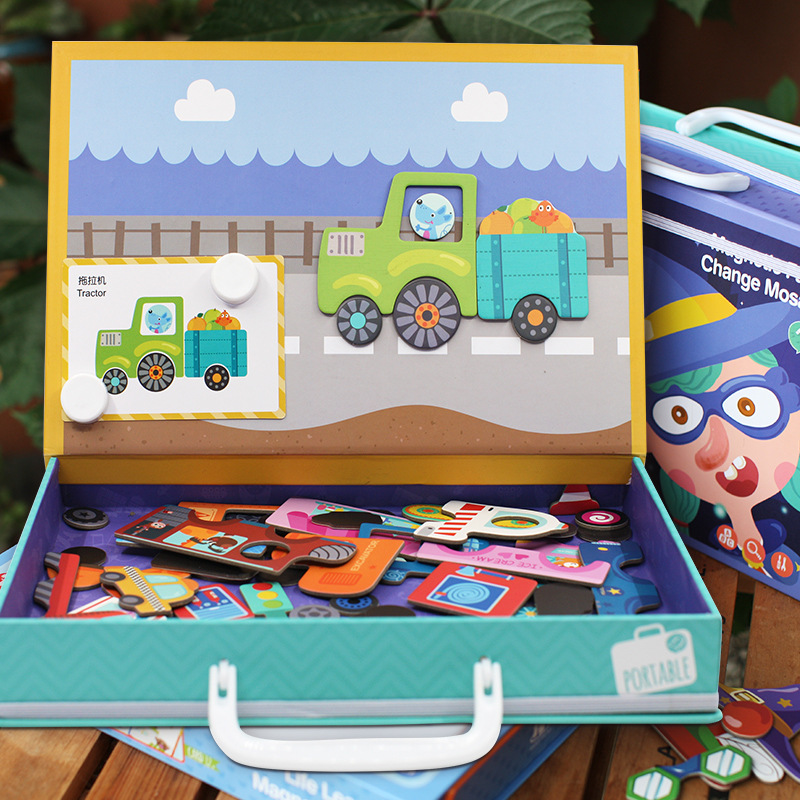 Zhikubao Factory Direct Sales Magnetic Puzzle Wooden Early Childhood Educational Toys Intelligence Magnetic Toy