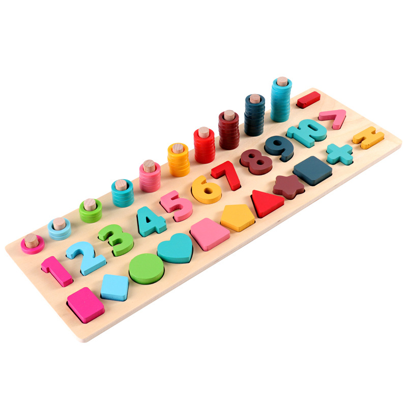 Children&#039;s Wooden Puzzle Five-in-One Marine Digital Computing Shape Matching Magnetic Fishing Magnetic Toy