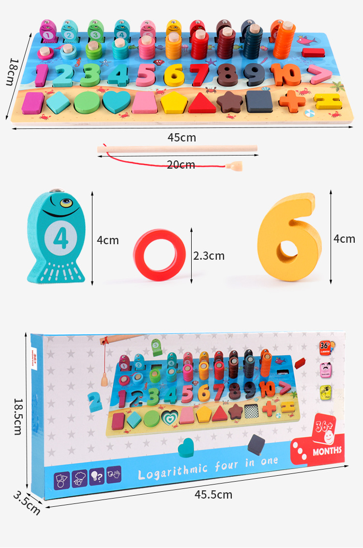 Children's Wooden Puzzle Five-in-One Marine Digital Computing Shape Matching Magnetic Fishing Magnetic Toy Children's Wooden Puzzle Five-in-One Marine Digital Computing Shape Matching Magnetic Fishing Magnetic Toy