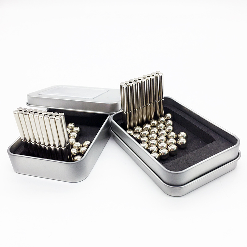 Buck Ball Silver Color Color Magnetic Rod Set 36 Sticks 27 Ductile Iron Boxed Assembling Building Blocks Fancy Toy