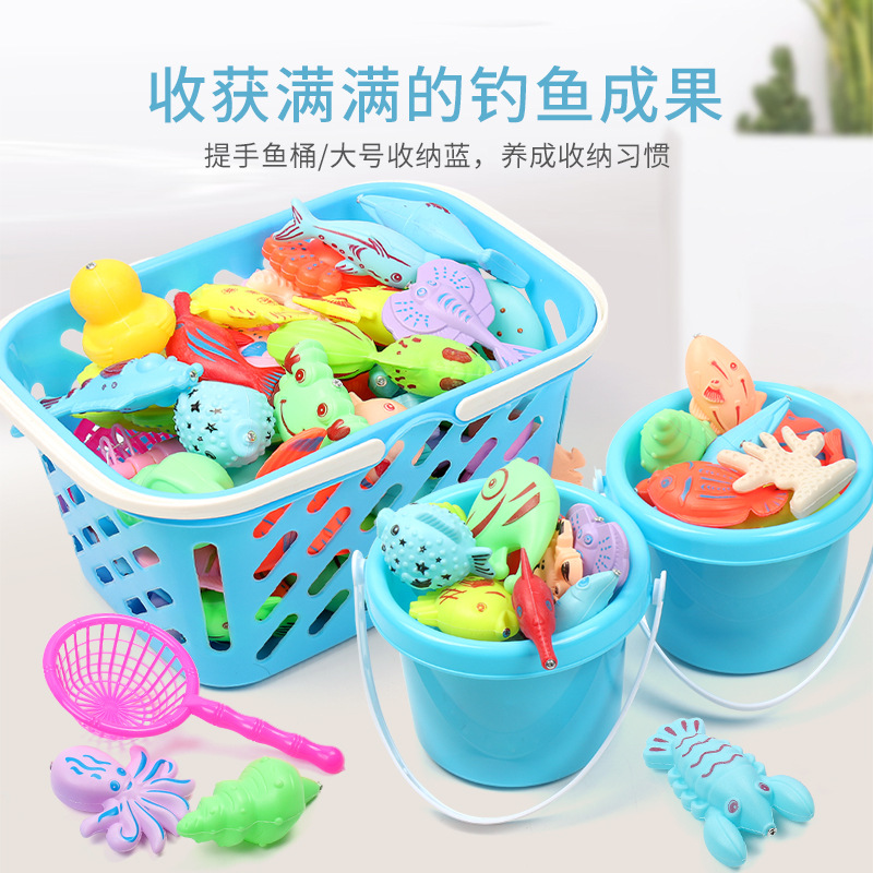 Children&#039;s Fishing Toy Pool Set Square Park Stall Plastic Water Playing Magnetic Fishing Pool Toy Factory Wholesale