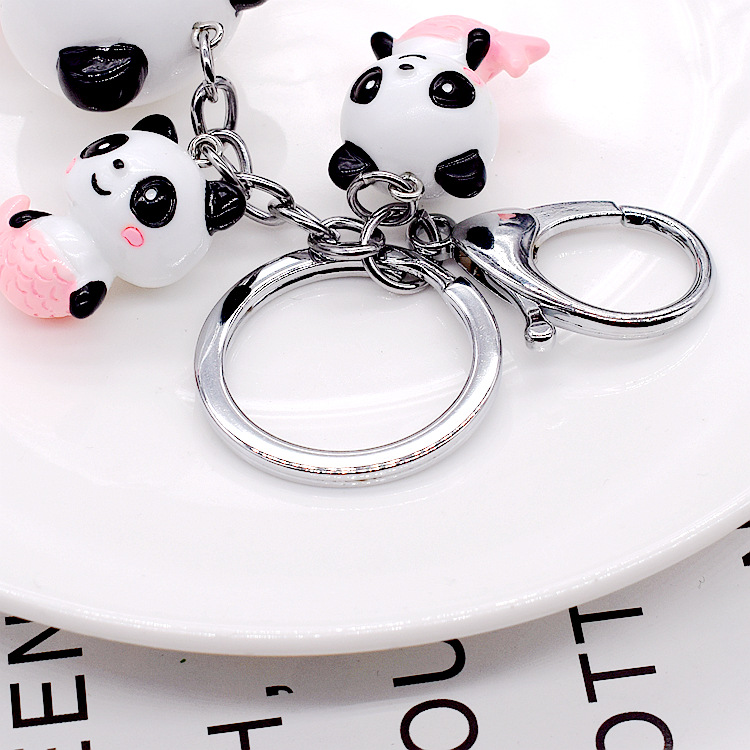 Cartoon Cute Creative Handmade Resin Panda Keychain Men and Women Handbag Pendant Tourist souvenir