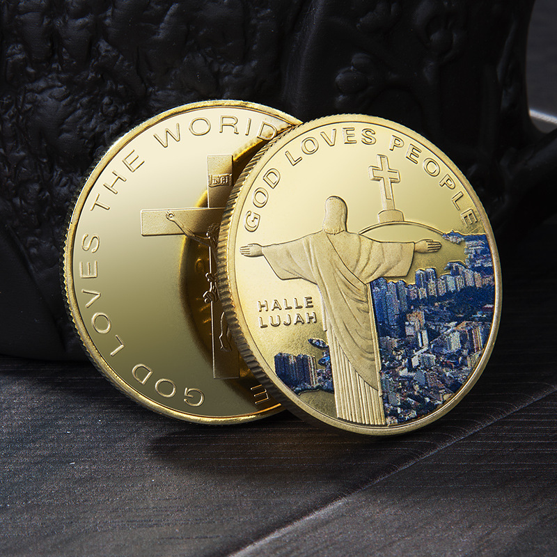 Commemorative Coin Foreign Trade GoldPlated Silver Coins Religious Belief Souvenir Coin Collection Currently Available