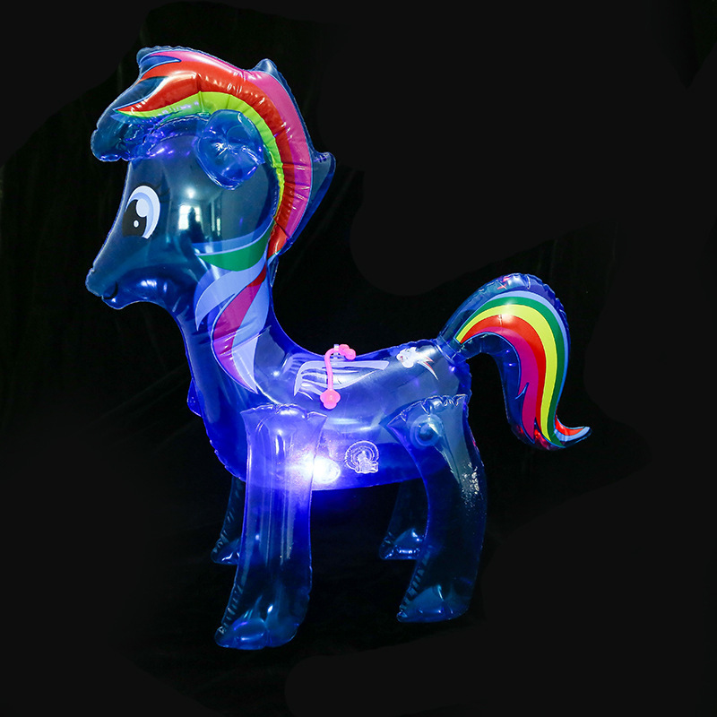 Factory Direct Sales Children&#039;s Inflatable Toys Wholesale Rainbow Horse Luminous Inflatable Horse with Elastic Rope Frog