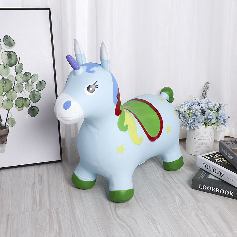 Horse Stall Toy Horse PVC Large Children plus-Sized Thick Inflatable Horse Music Painted Jumping Horse Inflatable Horse