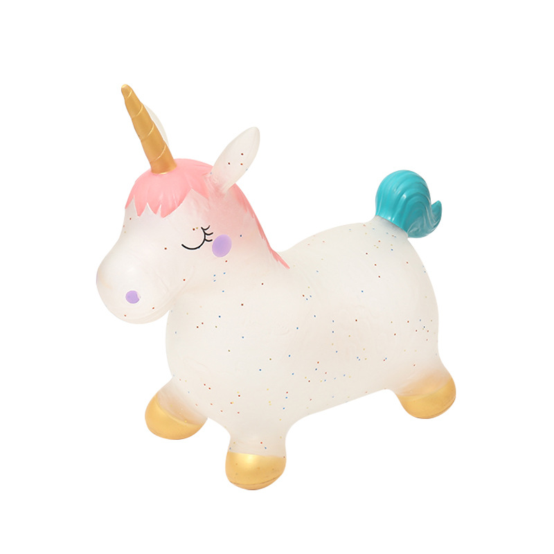 Horse Stall Toy Horse PVC Large Children plus-Sized Thick Inflatable Horse Music Painted Jumping Horse Inflatable Horse