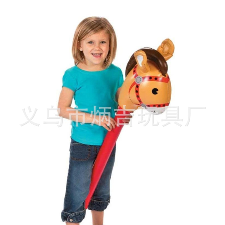 Amazon New Inflatable Horse Head Stick Inflatable Horse Stick Animal Head PVC Children Toy Stick Animal Long Stick