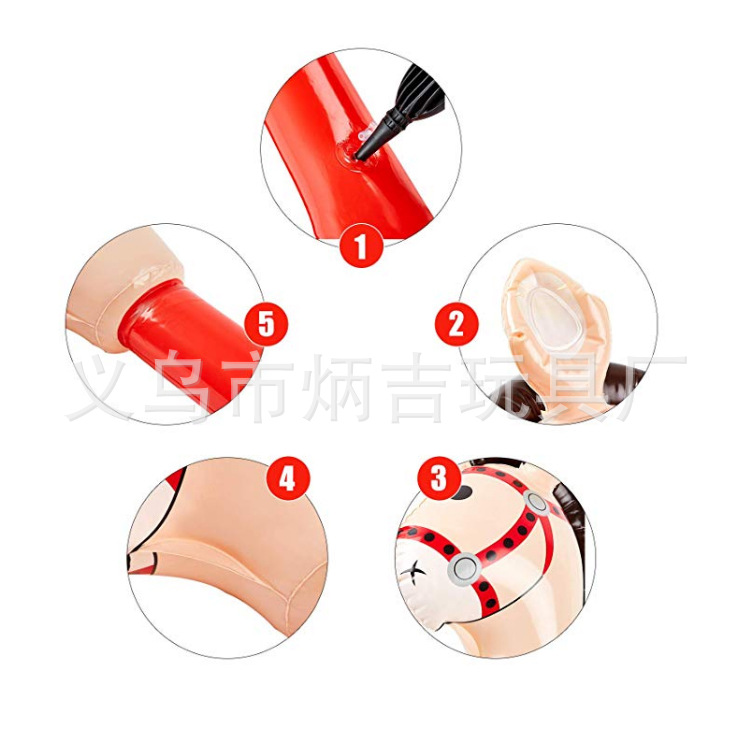 Amazon New Inflatable Horse Head Stick Inflatable Horse Stick Animal Head PVC Children Toy Stick Animal Long Stick