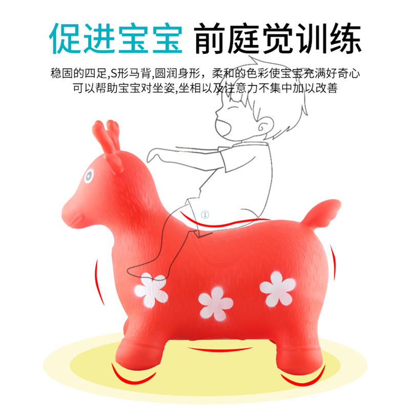Wholesale Music Jumping Horse PVC Children&#039;s Toys Jumping Deer Thickened Explosion-Proof Jumping Animals Mount Inflatable Horse