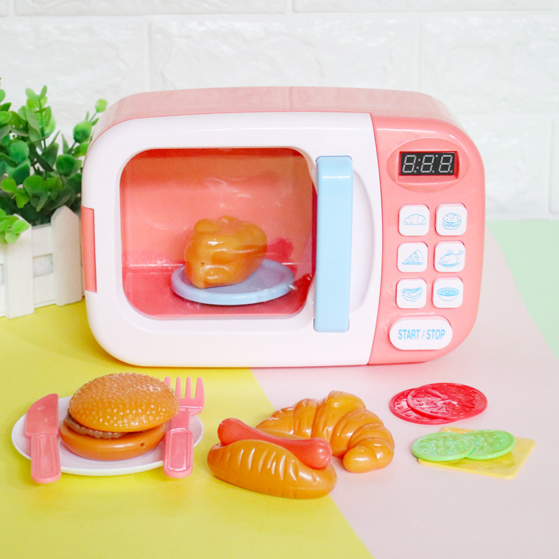 Internet Celebrity Simulation Microwave Oven Small Household Appliances Kitchen Play House Children&#039;s Neutral Set Cooking Hamburger Electric Oven