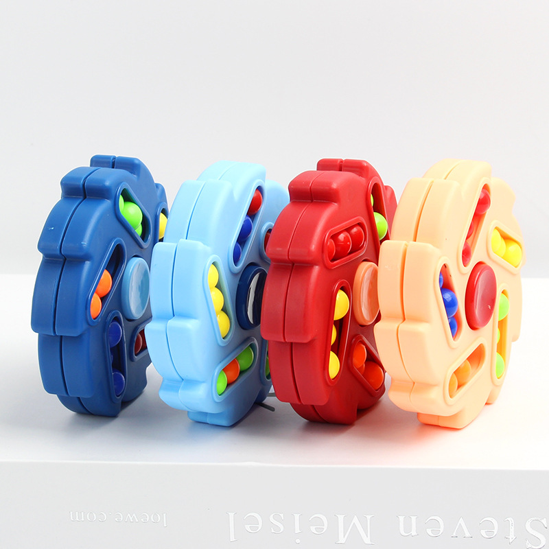 Cross-Border New Rotating Magic Bean Cube Decompression Decompression Fingertip Hand Spinner Children&#039;s Ball Plate Rubik&#039;s Cube Toy
