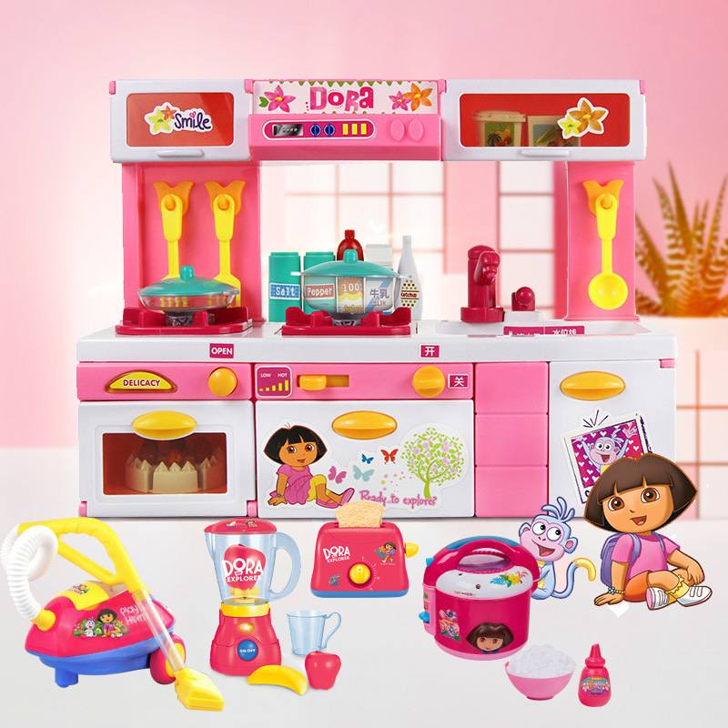 Qunfeng Dora Genuine Children&#039;s Play House Electric Water Kitchen Birthday Gift Educational Set Girls&#039; Toys