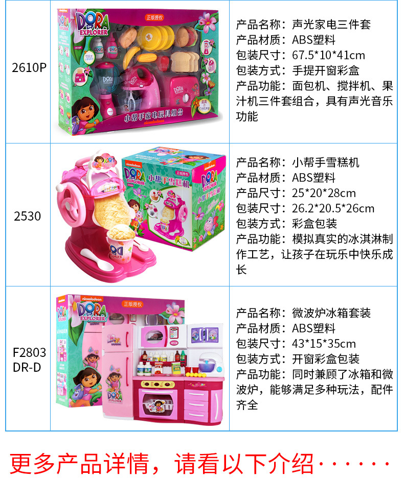 Qunfeng Dora Genuine Children's Play House Electric Water Kitchen Birthday Gift Educational Set Girls' Toys