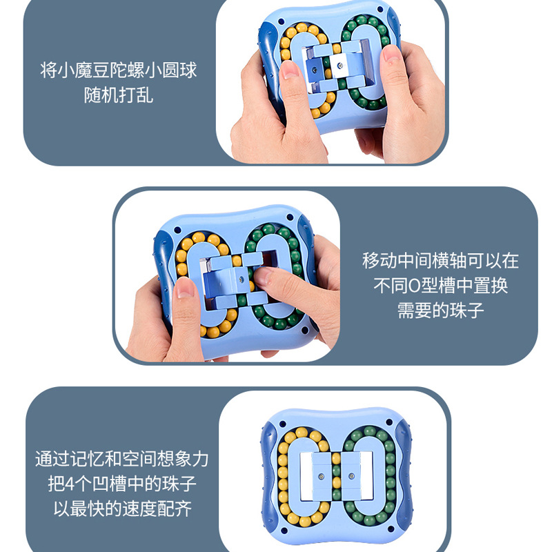 Cross-Border Rotating Magic Bean Intelligence Fingertip Cube Ball Magic Disk Hand Spinner Kindergarten Hamburger Rubik&#039;s Cube Toy