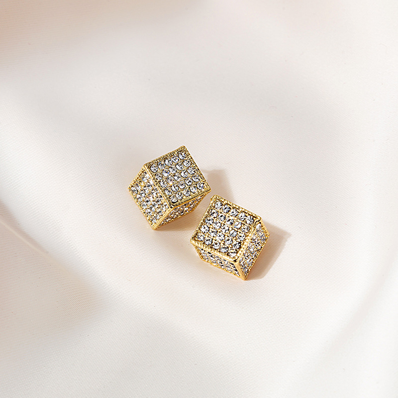 Silver Needle South Korea Dongdaemun Diamond Magic Cube Stud Earrings Exquisite Refined Grace Small Cute Earrings Earrings Eardrops