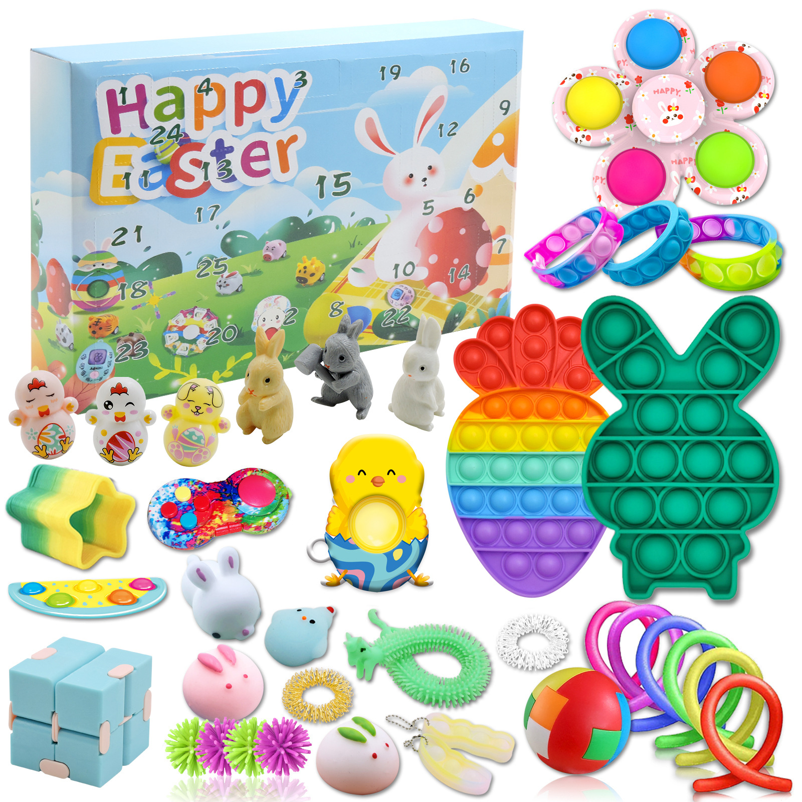 Cross-Border Pressure Reduction Toy Set DIY Squeezing Toy Press Bubble Magic Cube Easter Blind Box Decompression Toy