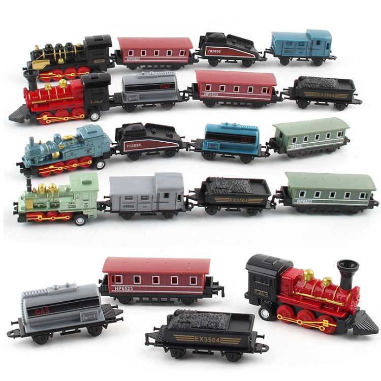 Foreign Trade Hot Sale Simulation Retro Steam Train Pull Back Car Alloy Perambulator Train Model Toy Decoration