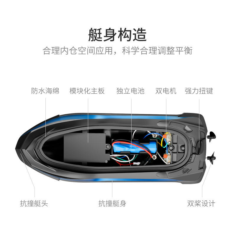 Cross-Border New 2.4G Remote Control Rowing Long-Lasting Endurance Water Motorcycle Remote Control Model Toy Boat Summer Airship