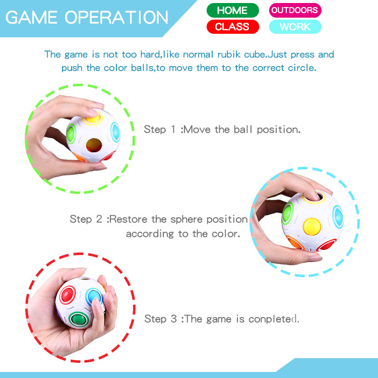 Magic Rainbow Ball Children's Toys Relaxation Creative Football Rubik's Cube CrossBorder ECommerce Explosion Models