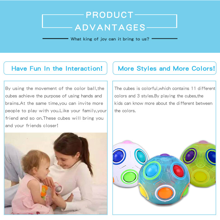 Magic Rainbow Ball Children's Toys Relaxation Creative Football Rubik's Cube CrossBorder ECommerce Explosion Models
