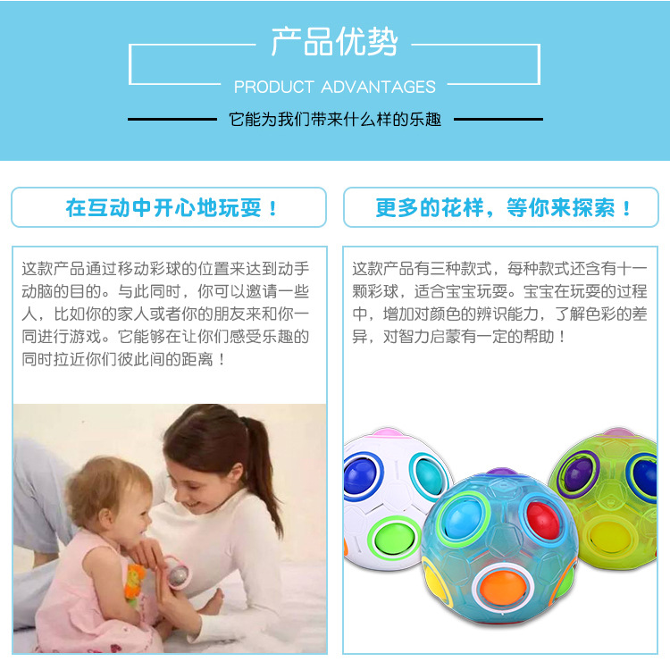 Magic Rainbow Ball Children's Toys Relaxation Creative Football Rubik's Cube CrossBorder ECommerce Explosion Models