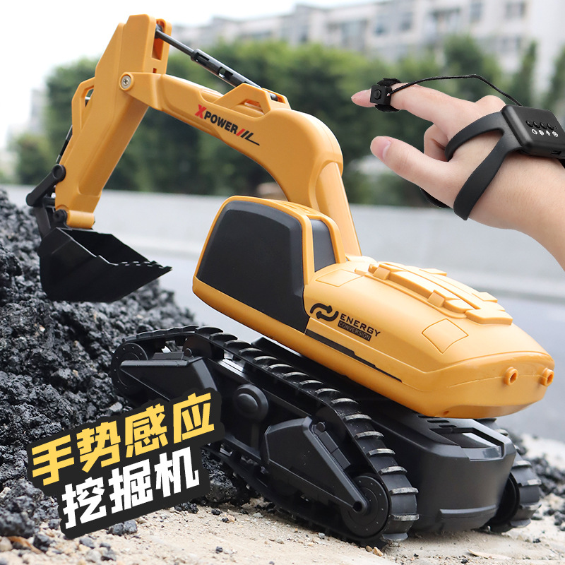 Cross-Border Leneng Excavator F4 Gesture Hydraulic Simulation Remote Control Induction Hook Digging Machine Engineering Vehicle Children Model Toy