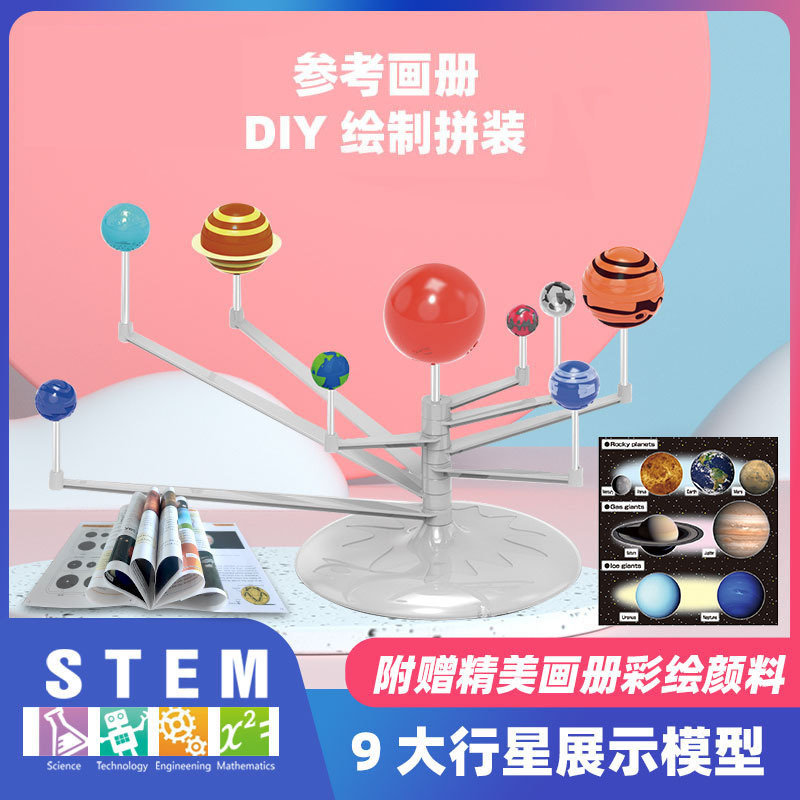 Solar System Model Children&#039;s Toy Scientific Painting Celestial Model Toy Primary and Secondary School Students Scientific Handmade DIY