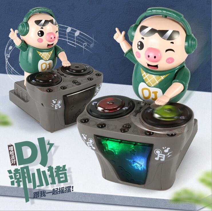 DJ Trendy Pig Playing Dish Dynamic Music Party Colorful Light Singing Dancing Electric Toy Douyin Online Influencer Same Style