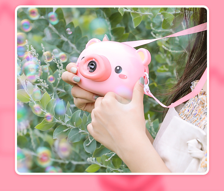Machine Camera Trending on TikTok Same Live Broadcast Small Pink Pig Bubble Machine All Electric Children Toy Bubble Gun