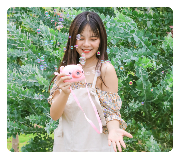 Machine Camera Trending on TikTok Same Live Broadcast Small Pink Pig Bubble Machine All Electric Children Toy Bubble Gun