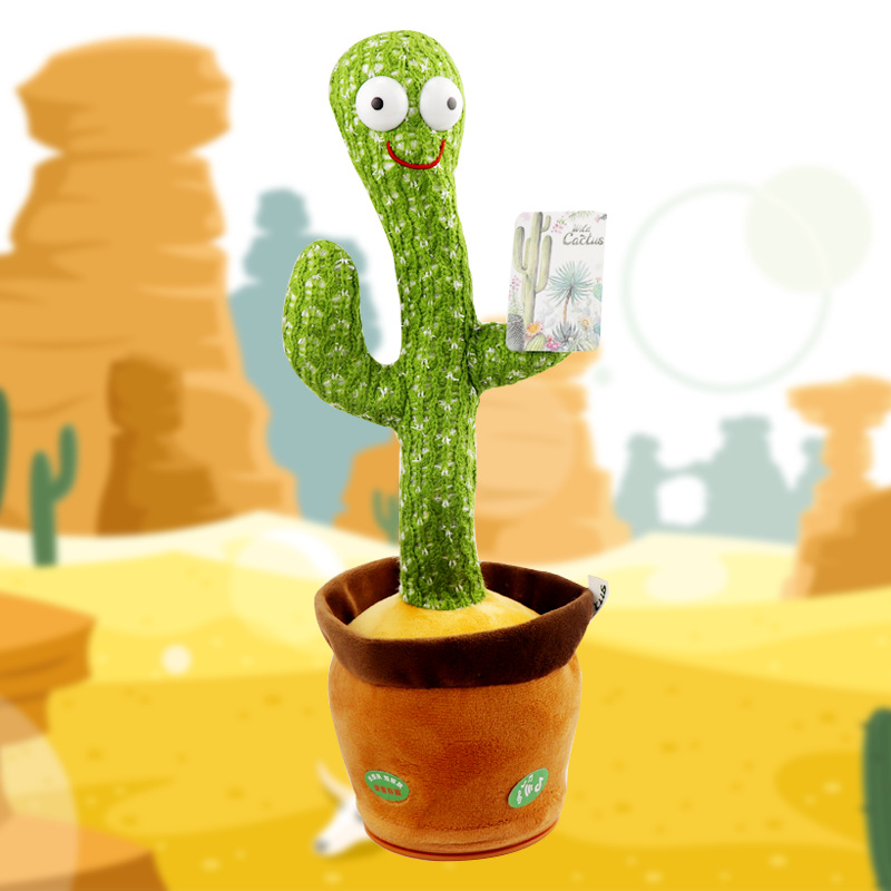 Douyin Same Style Dancing Cactus Sand Carving Twisted Electric Plush Toy Doll Singing Luminous Recording