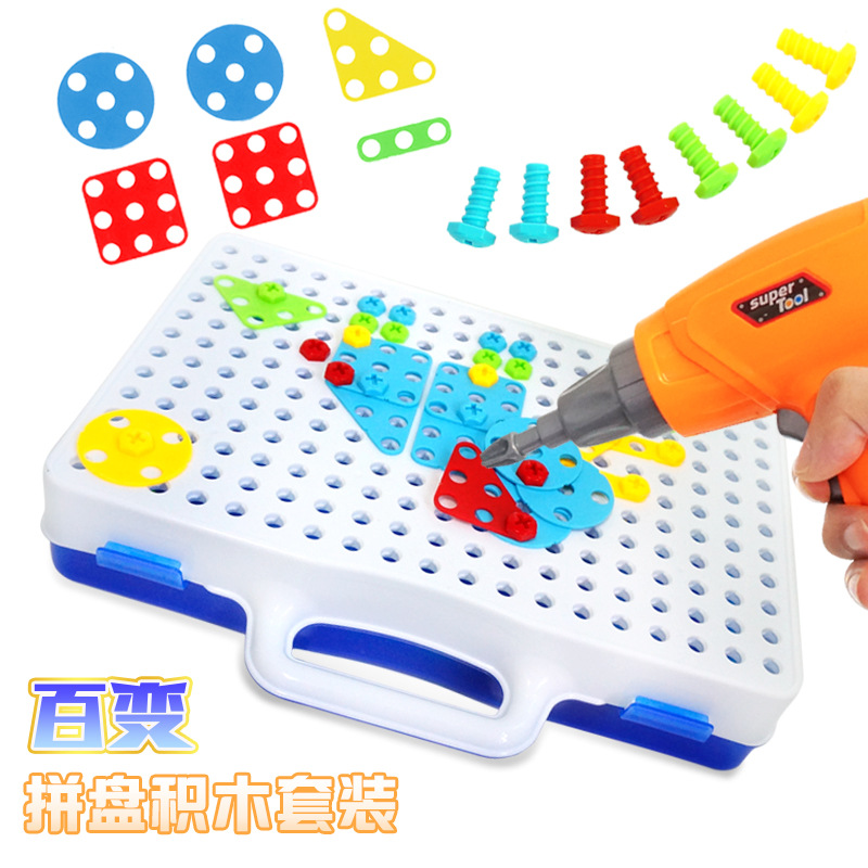 DIY Electric Drill Building Blocks Assembled Screw Fancy Toy for Children CrossBorder Hot Selling Foreign Trade