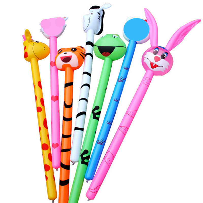 PVC Children&#039;s Inflatable Toys Animal Head Long Stick Wholesale Inflatable Stick Animal Stick Giraffe Promotional Gifts