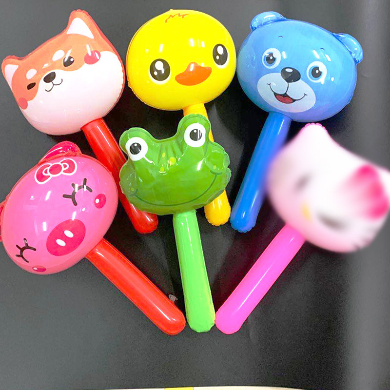 Stall Supply Children&#039;s Inflatable Toys Extra Thick Band Bell Cartoon Inflatable Hammer Hammer Toys Wholesale Scan Code Push