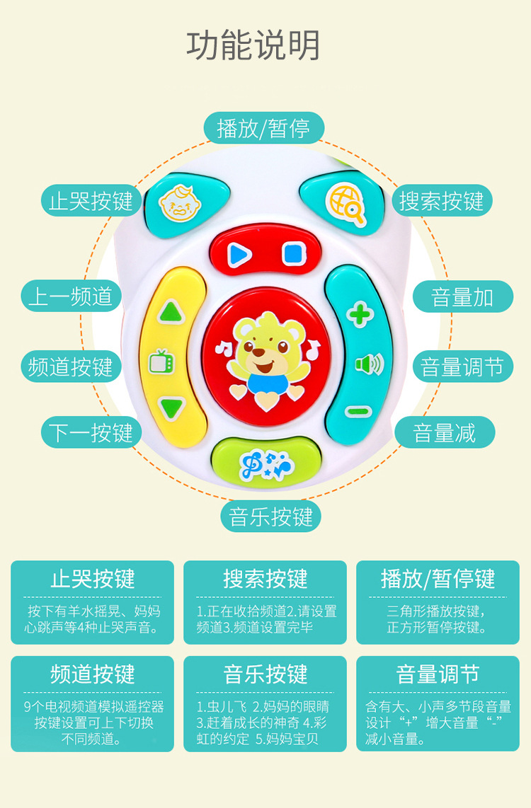 Baby Music Rattle Drum Toy Teeth Bite Multifunctional Light Baton Sand Hammer the Hokey Pokey Baby's Rattle