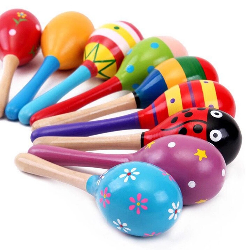 Kindergarten Baby Wooden Sand Hammer Infant Early Education Music Strike Toy Punch Ball Children Orff Musical Instrument H