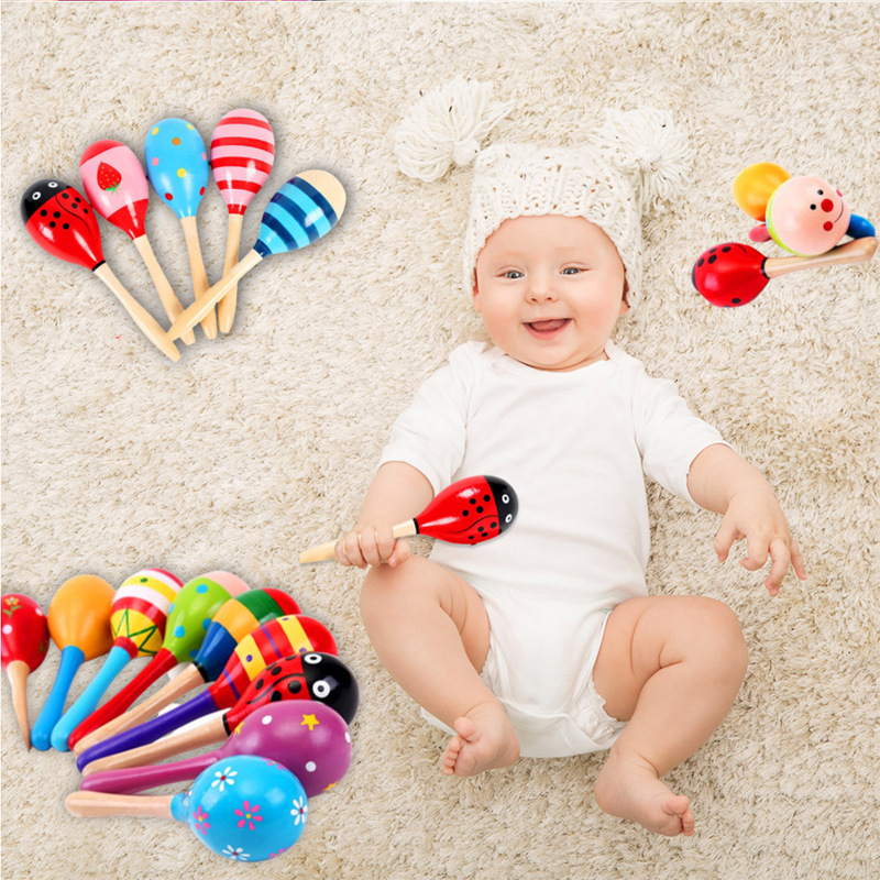 Wooden Small Size Sand Hammer Sand Ball Wooden Cartoon Sand Hammer Infant Beneficial Early Education Toys Wooden Small Size Sand Hammer Sand Ball Wooden Cartoon Sand Hammer Infant Beneficial Early Education Toys