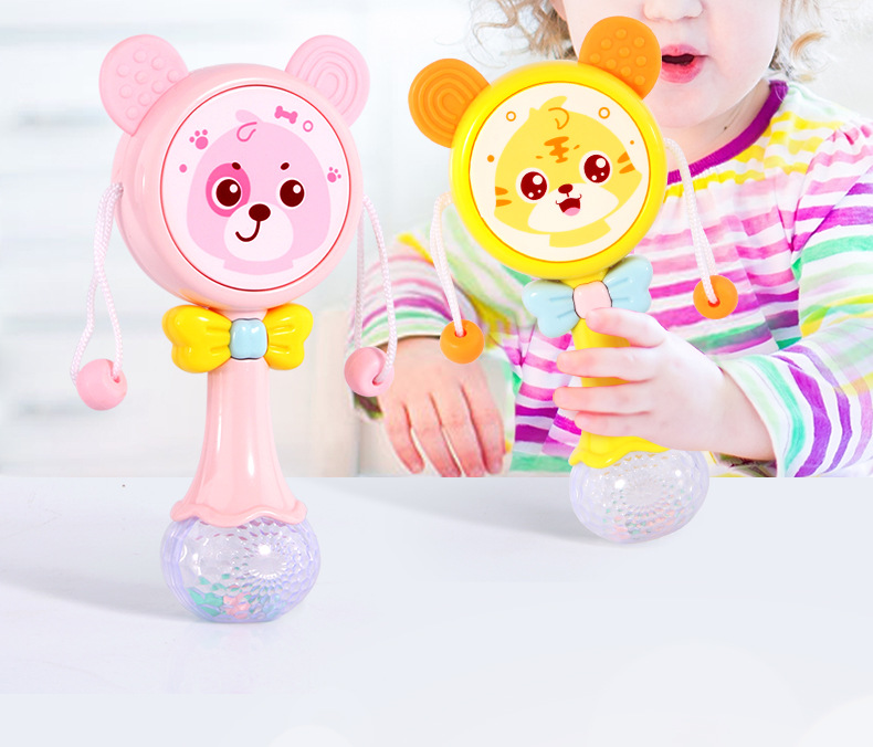 Sand Hammer Luminous Rattle Drum Baby Teether Handbell Biteable 0-1 Year Old Baby Music Sand Hammer Stick Sand Hammer Luminous Rattle Drum Baby Teether Handbell Biteable 0-1 Year Old Baby Music Sand Hammer Stick