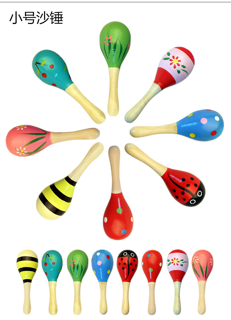 Wholesale Wooden Cartoon Sand Ball Wooden Sand Hammer Training Auditory Rattle Baby Exercise Hand Holding Musical Instrument Toy Wholesale Wooden Cartoon Sand Ball Wooden Sand Hammer Training Auditory Rattle Baby Exercise Hand Holding Musical Instrument Toy