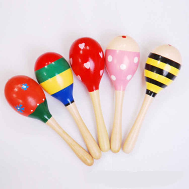 Sand Hammer  Sales Wooden 19cm Medium Size Sand Hammer Wooden Cartoon Sand Ball Infant Orff Early Education Toys