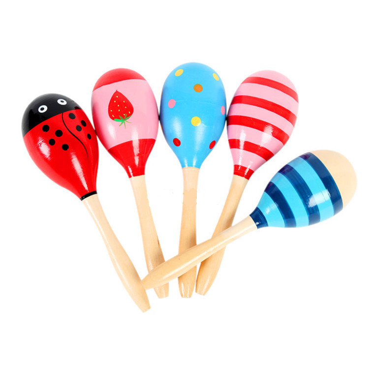 Sand Hammer  Sales Wooden 19cm Medium Size Sand Hammer Wooden Cartoon Sand Ball Infant Orff Early Education Toys