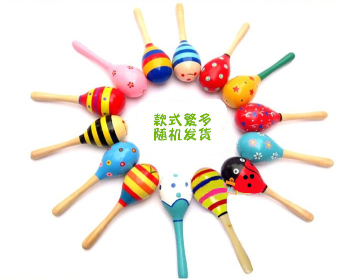 Sand Hammer  Sales Wooden 19cm Medium Size Sand Hammer Wooden Cartoon Sand Ball Infant Orff Early Education Toys