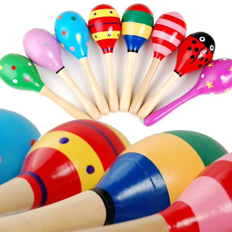 Sand Hammer  Sales Wooden 19cm Medium Size Sand Hammer Wooden Cartoon Sand Ball Infant Orff Early Education Toys