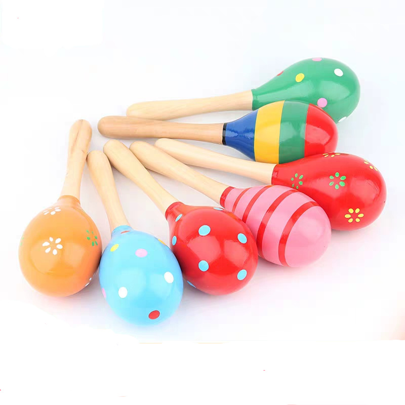 Medium 20cm Sand Hammer Early Childhood Education Music Children&#039;s Grip Wooden Maracas Training Baby Toy Orff