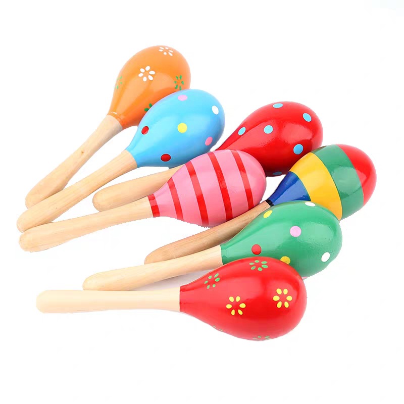 Medium 20cm Sand Hammer Early Childhood Education Music Children&#039;s Grip Wooden Maracas Training Baby Toy Orff