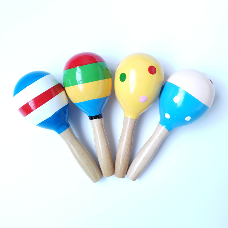 Medium Sand Hammer 13cm Toddler Wooden Maracas Early Education Audio-Visual Training Baby Toy Source Manufacturer Orff