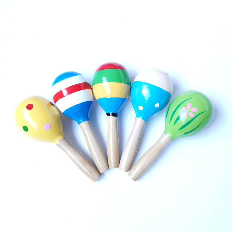 Medium Sand Hammer 13cm Toddler Wooden Maracas Early Education Audio-Visual Training Baby Toy Source Manufacturer Orff