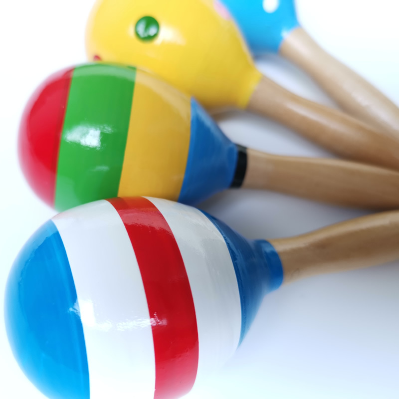 Medium Sand Hammer 13cm Toddler Wooden Maracas Early Education Audio-Visual Training Baby Toy Source Manufacturer Orff