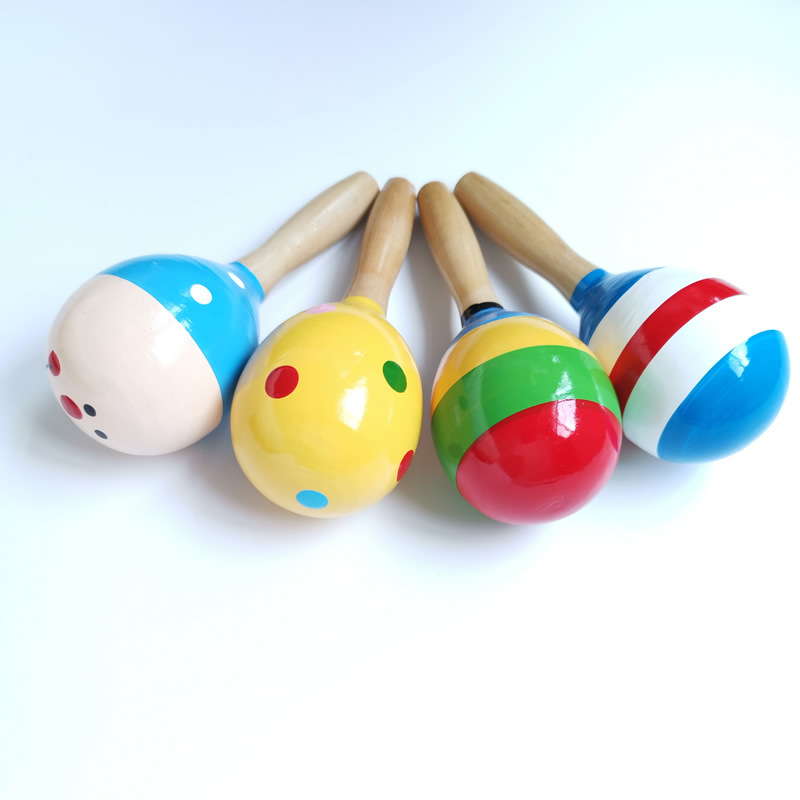 Medium Sand Hammer 13cm Toddler Wooden Maracas Early Education Audio-Visual Training Baby Toy Source Manufacturer Orff